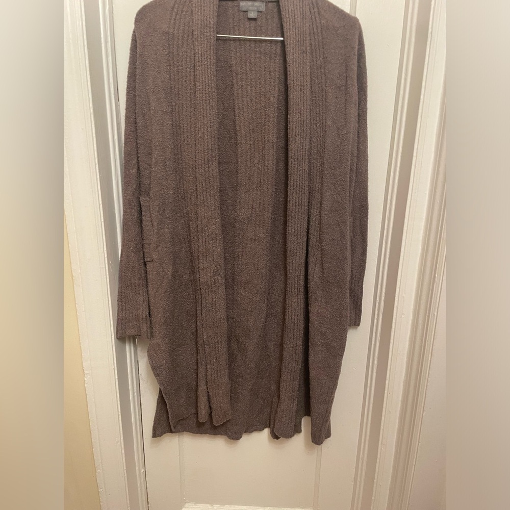 Barefoot Dreams CozyChic Lite Brown Montecito Long Knit Cardigan Sweater S - Picture 4 of 9